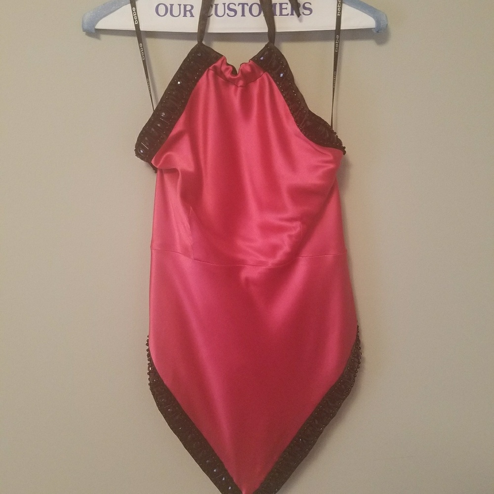 Bebe silk open back top